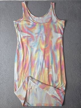 Full Circle Trends Tank Dress Scoop Neck 3X Pastel Tie-Dye Sleeveless